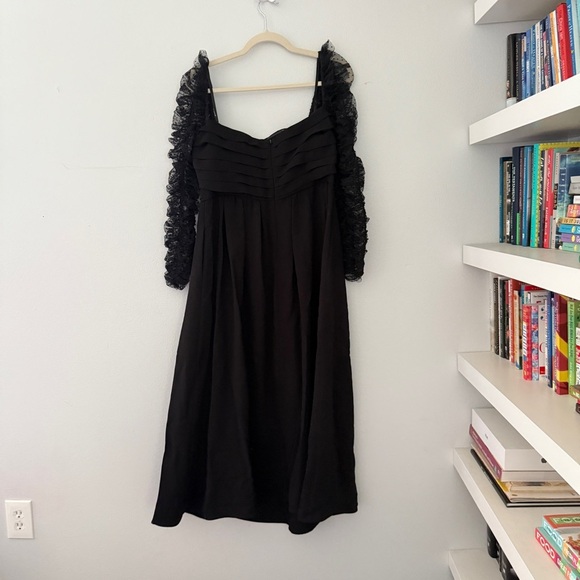 Self-Portrait Crepe Dot Mesh Sleeved Midi Dress sz 10 - Picture 7 of 14